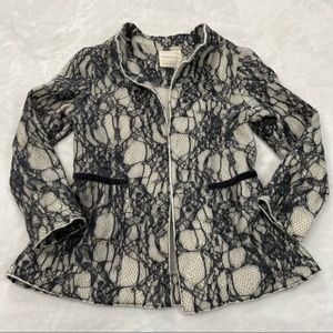 Zara Slim Fit Knit Open Front Lace Wool Blazer Jacket